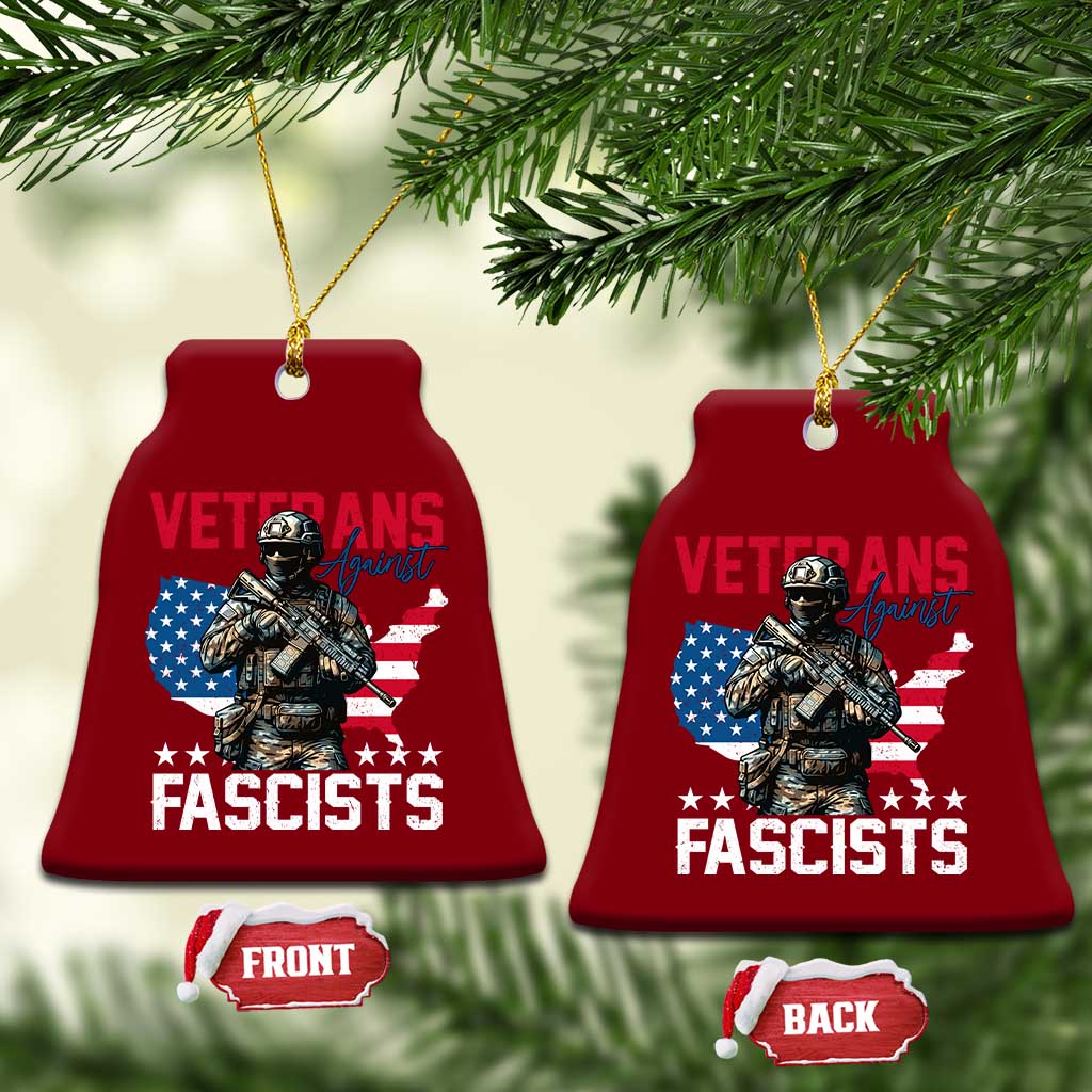 Veterans Against Fascists Ceramic Ornament Patriotic Soldier Vintage American Flag - Wonder Print Shop