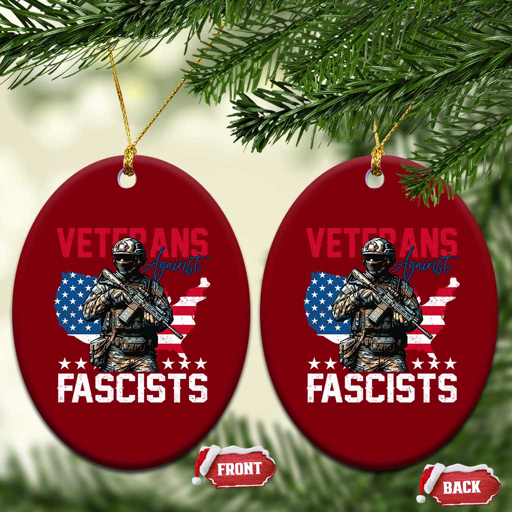 Veterans Against Fascists Ceramic Ornament Patriotic Soldier Vintage American Flag - Wonder Print Shop