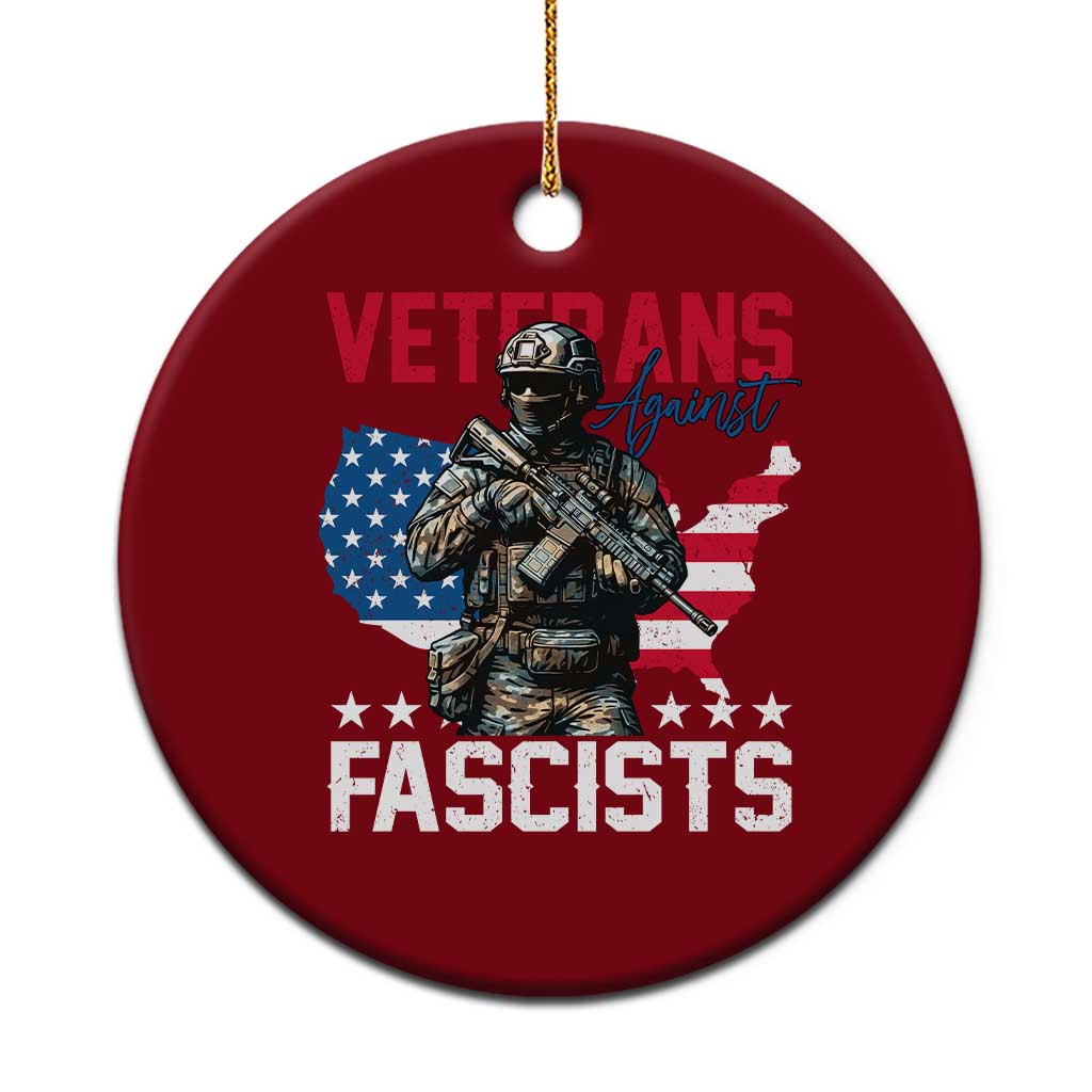 Veterans Against Fascists Ceramic Ornament Patriotic Soldier Vintage American Flag - Wonder Print Shop