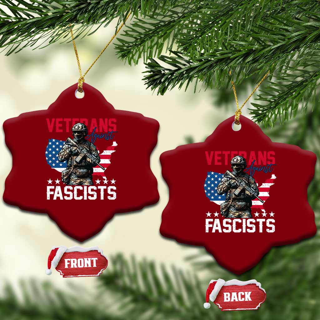 Veterans Against Fascists Ceramic Ornament Patriotic Soldier Vintage American Flag - Wonder Print Shop
