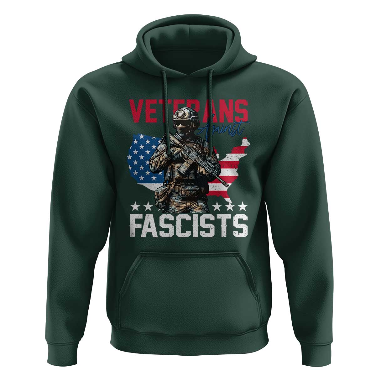 Veterans Against Fascists Hoodie Patriotic Soldier Vintage American Flag - Wonder Print Shop