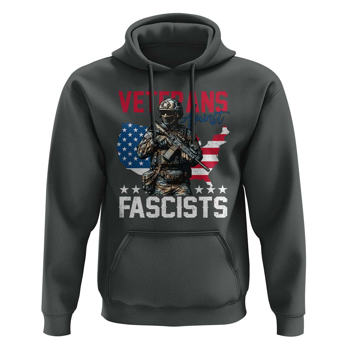 Veterans Against Fascists Hoodie Patriotic Soldier Vintage American Flag - Wonder Print Shop
