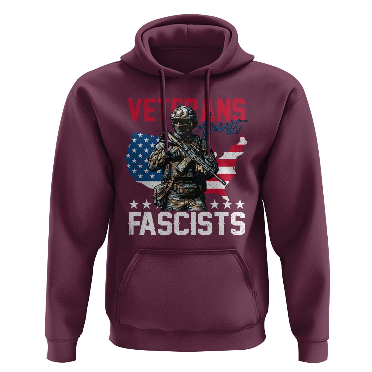 Veterans Against Fascists Hoodie Patriotic Soldier Vintage American Flag - Wonder Print Shop