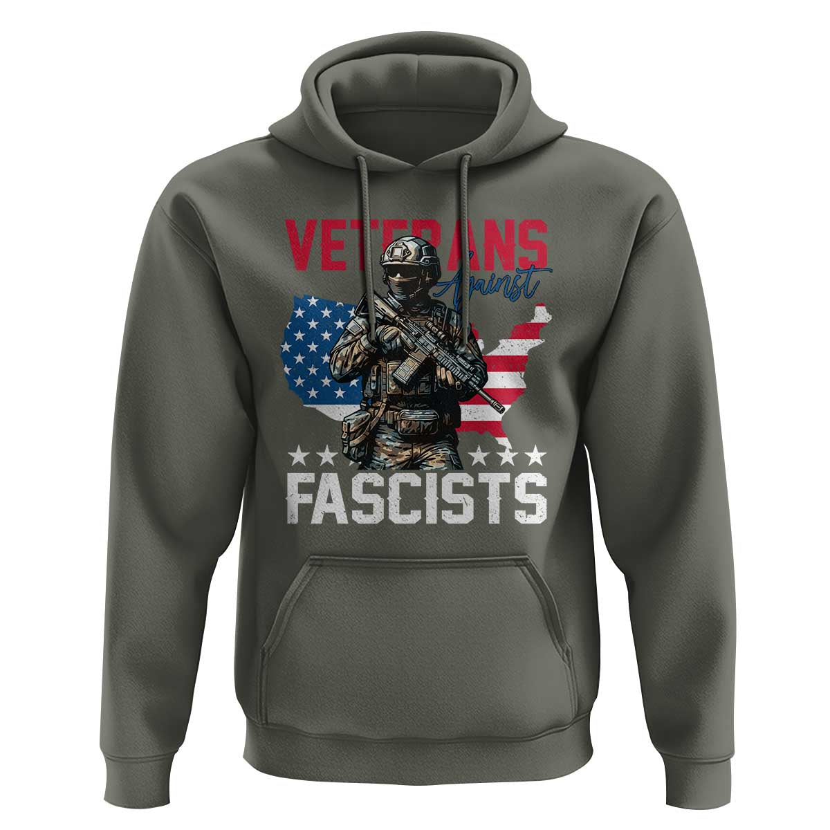 Veterans Against Fascists Hoodie Patriotic Soldier Vintage American Flag - Wonder Print Shop