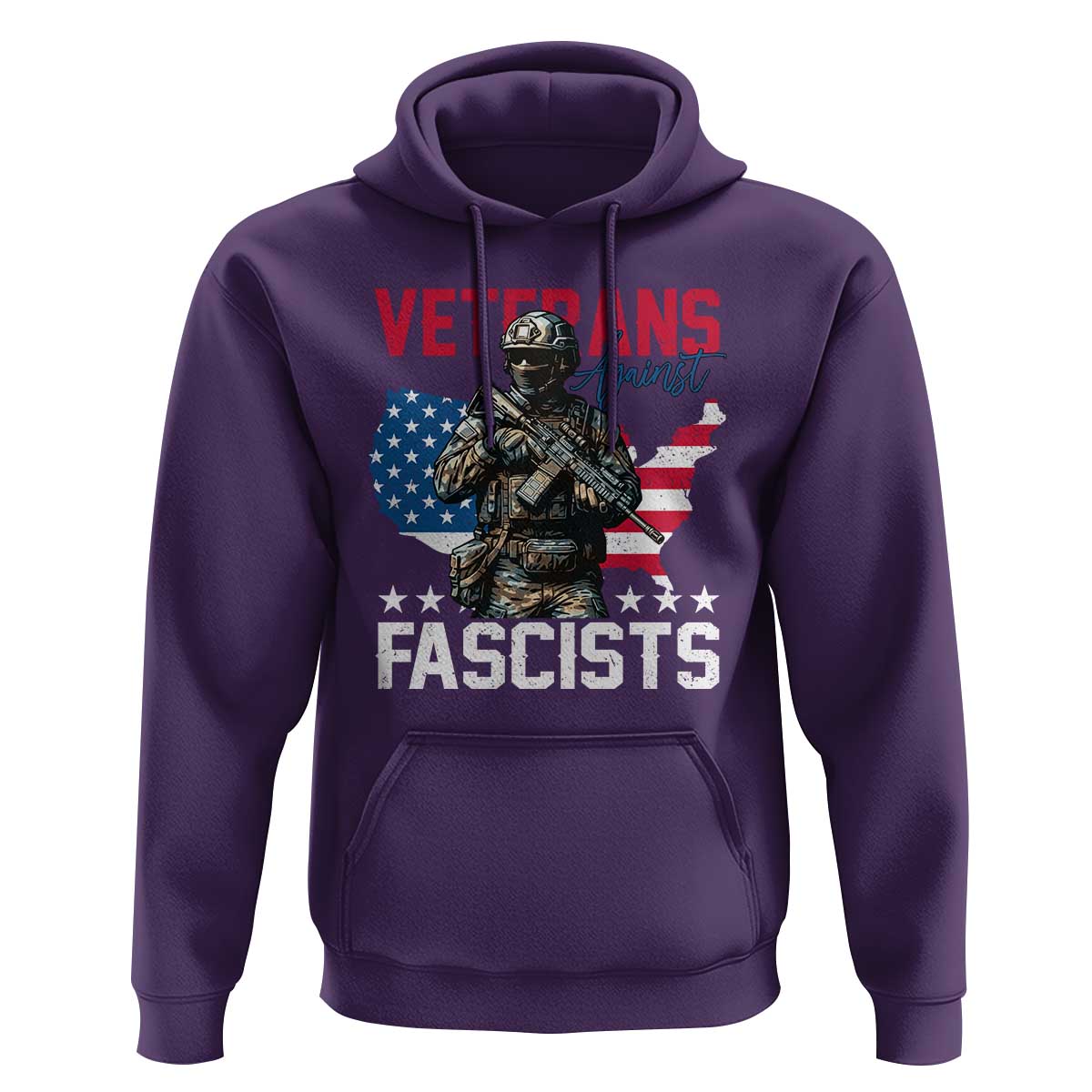 Veterans Against Fascists Hoodie Patriotic Soldier Vintage American Flag - Wonder Print Shop
