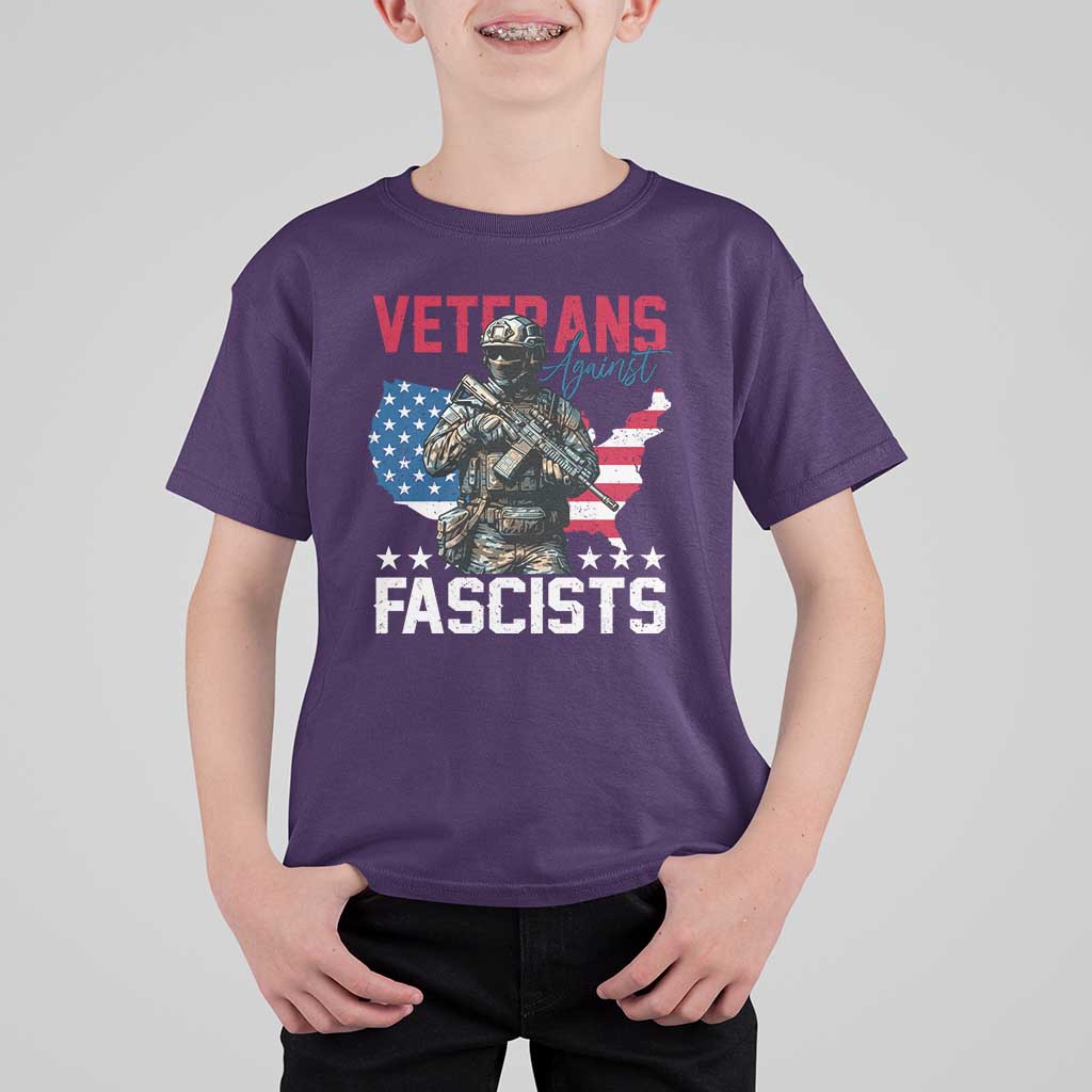 Veterans Against Fascists T Shirt For Kid Patriotic Soldier Vintage American Flag - Wonder Print Shop
