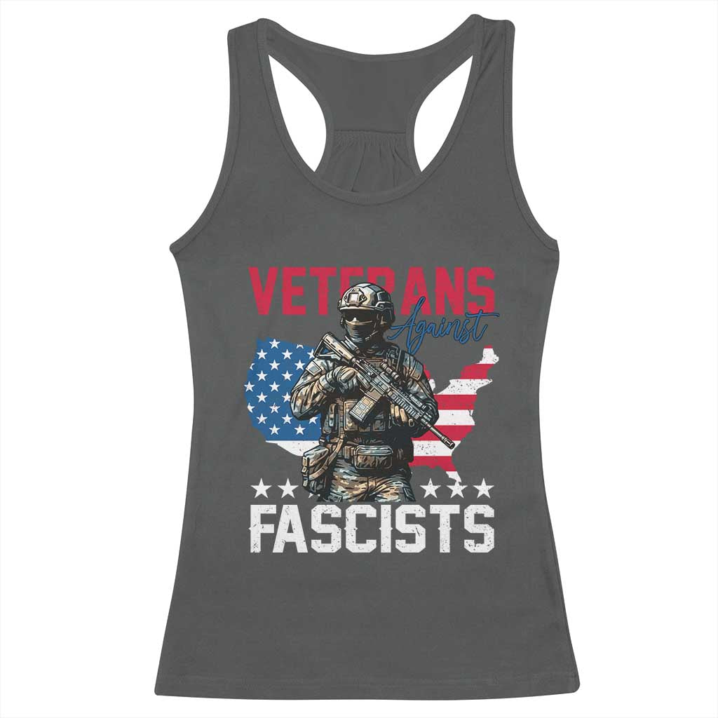 Veterans Against Fascists Racerback Tank Top Patriotic Soldier Vintage American Flag - Wonder Print Shop