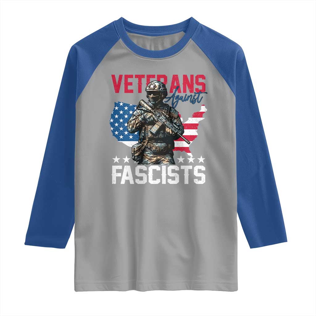 Veterans Against Fascists Raglan Shirt Patriotic Soldier Vintage American Flag - Wonder Print Shop