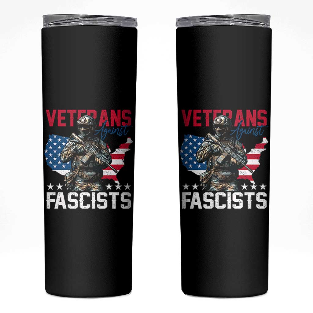 Veterans Against Fascists Skinny Tumbler Patriotic Soldier Vintage American Flag - Wonder Print Shop