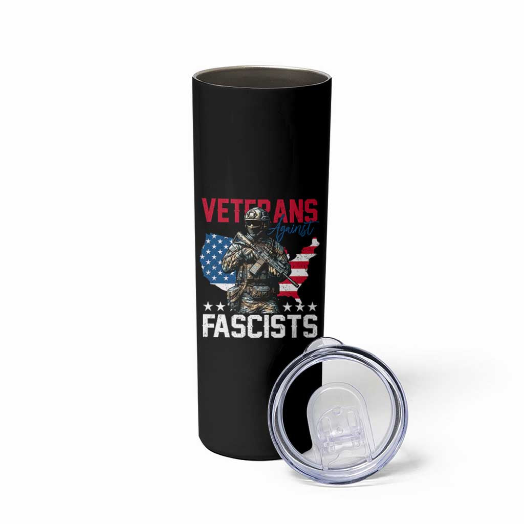 Veterans Against Fascists Skinny Tumbler Patriotic Soldier Vintage American Flag - Wonder Print Shop