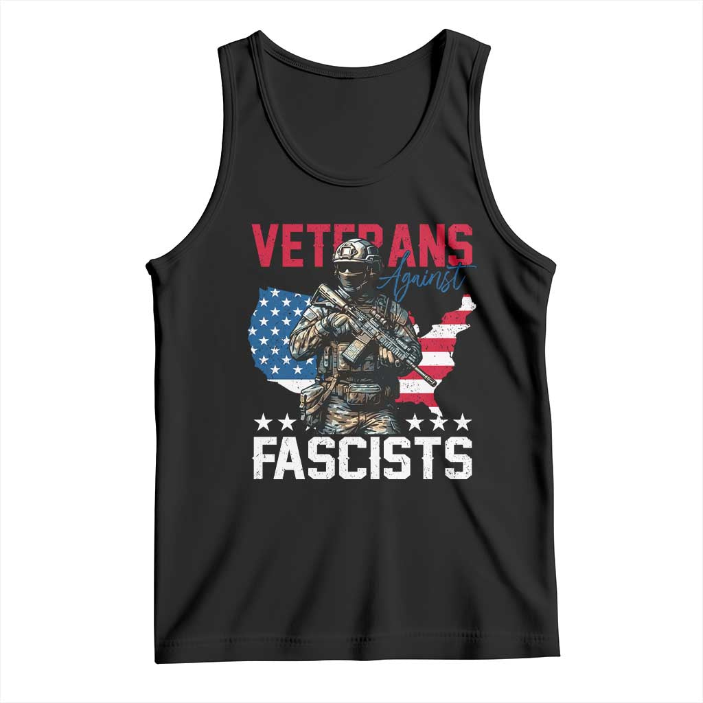 Veterans Against Fascists Tank Top Patriotic Soldier Vintage American Flag - Wonder Print Shop