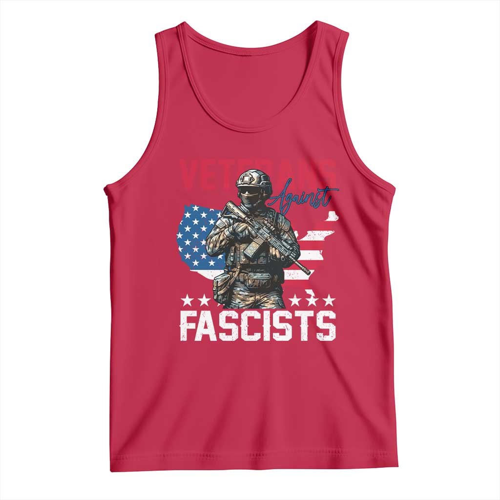 Veterans Against Fascists Tank Top Patriotic Soldier Vintage American Flag - Wonder Print Shop