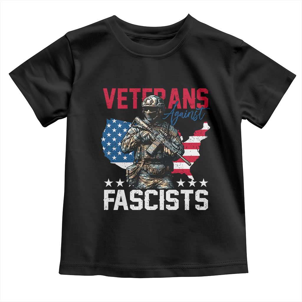Veterans Against Fascists Toddler T Shirt Patriotic Soldier Vintage American Flag - Wonder Print Shop
