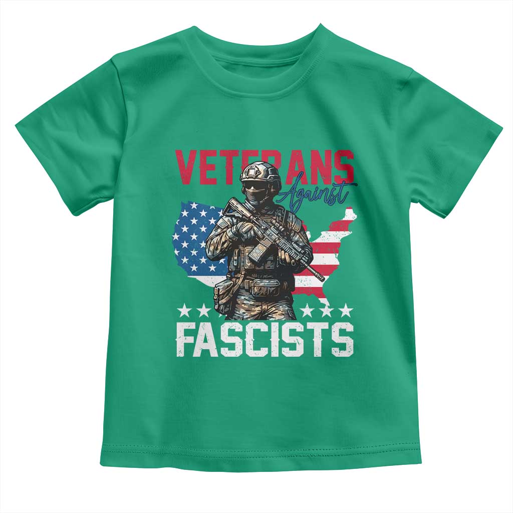 Veterans Against Fascists Toddler T Shirt Patriotic Soldier Vintage American Flag - Wonder Print Shop