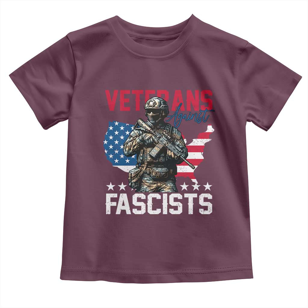Veterans Against Fascists Toddler T Shirt Patriotic Soldier Vintage American Flag - Wonder Print Shop