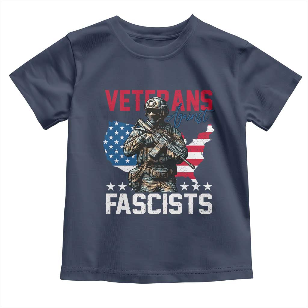 Veterans Against Fascists Toddler T Shirt Patriotic Soldier Vintage American Flag - Wonder Print Shop