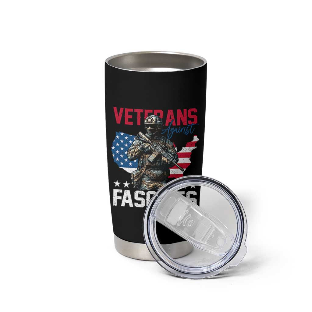 Veterans Against Fascists Tumbler Cup Patriotic Soldier Vintage American Flag - Wonder Print Shop
