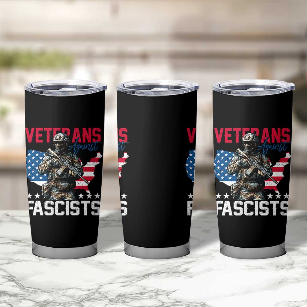 Veterans Against Fascists Tumbler Cup Patriotic Soldier Vintage American Flag - Wonder Print Shop