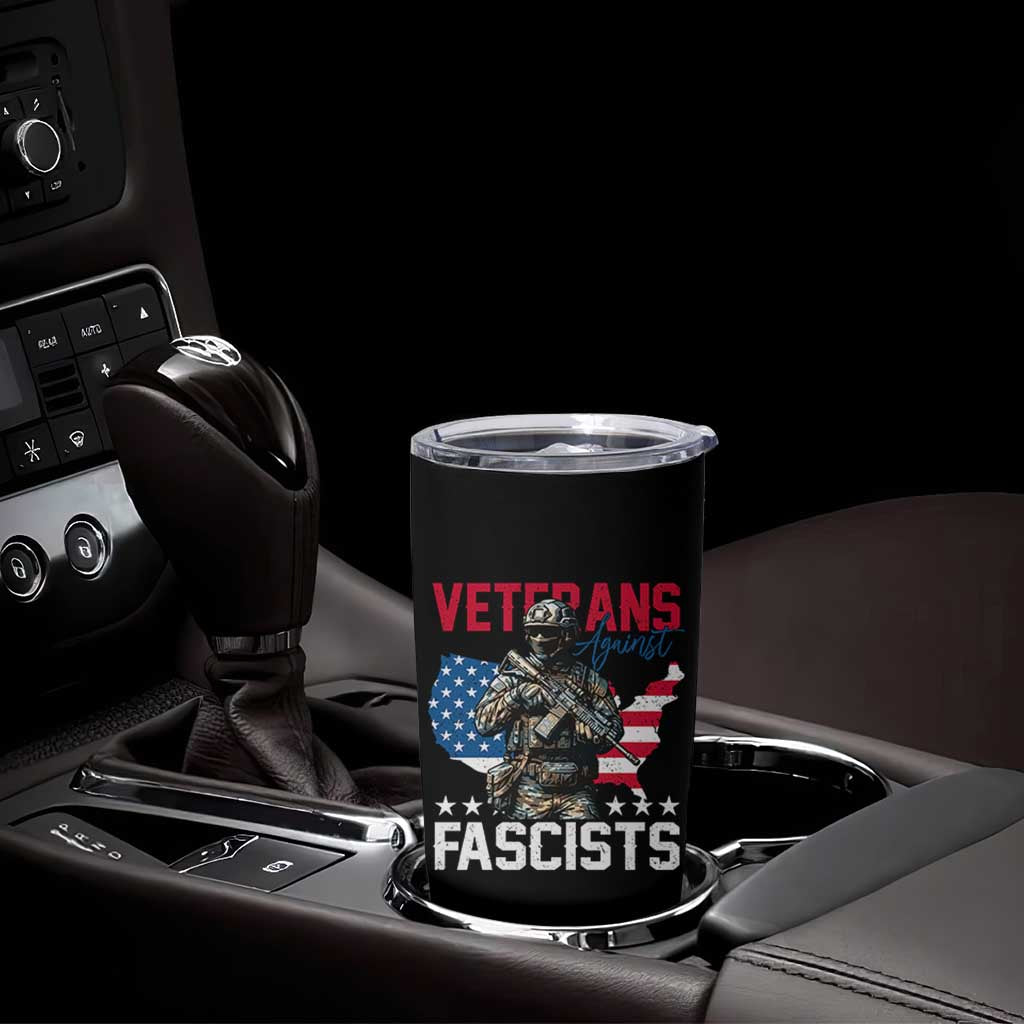 Veterans Against Fascists Tumbler Cup Patriotic Soldier Vintage American Flag - Wonder Print Shop