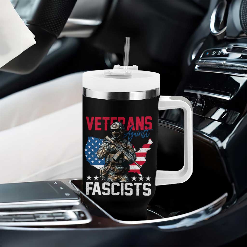 Veterans Against Fascists Tumbler With Handle Patriotic Soldier Vintage American Flag - Wonder Print Shop