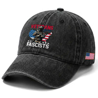 Veterans Against Fascists Washed Cotton Baseball Cap Patriotic Soldier Vintage American Flag