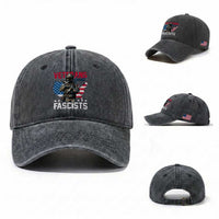 Veterans Against Fascists Washed Cotton Baseball Cap Patriotic Soldier Vintage American Flag