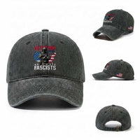Veterans Against Fascists Washed Cotton Baseball Cap Patriotic Soldier Vintage American Flag