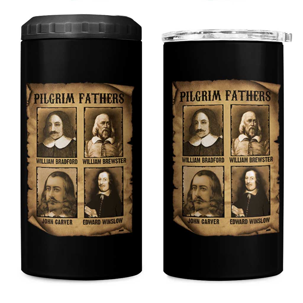 Thanksgiving Pilgrim Fathers 4 in 1 Can Cooler Tumbler Plymouth Colony Massachusetts History - Wonder Print Shop