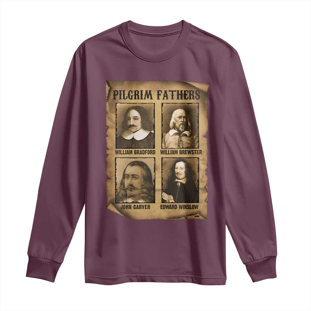 Thanksgiving Pilgrim Fathers Long Sleeve Shirt Plymouth Colony Massachusetts History - Wonder Print Shop