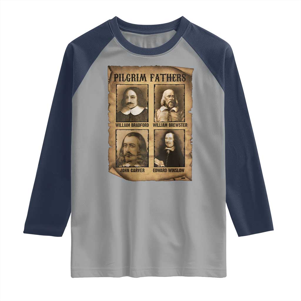 Thanksgiving Pilgrim Fathers Raglan Shirt Plymouth Colony Massachusetts History - Wonder Print Shop