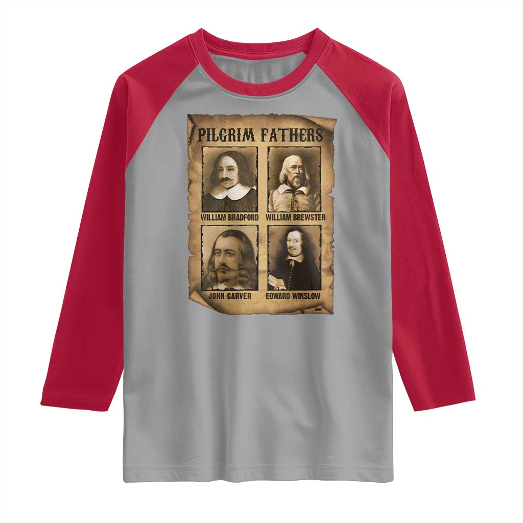 Thanksgiving Pilgrim Fathers Raglan Shirt Plymouth Colony Massachusetts History - Wonder Print Shop
