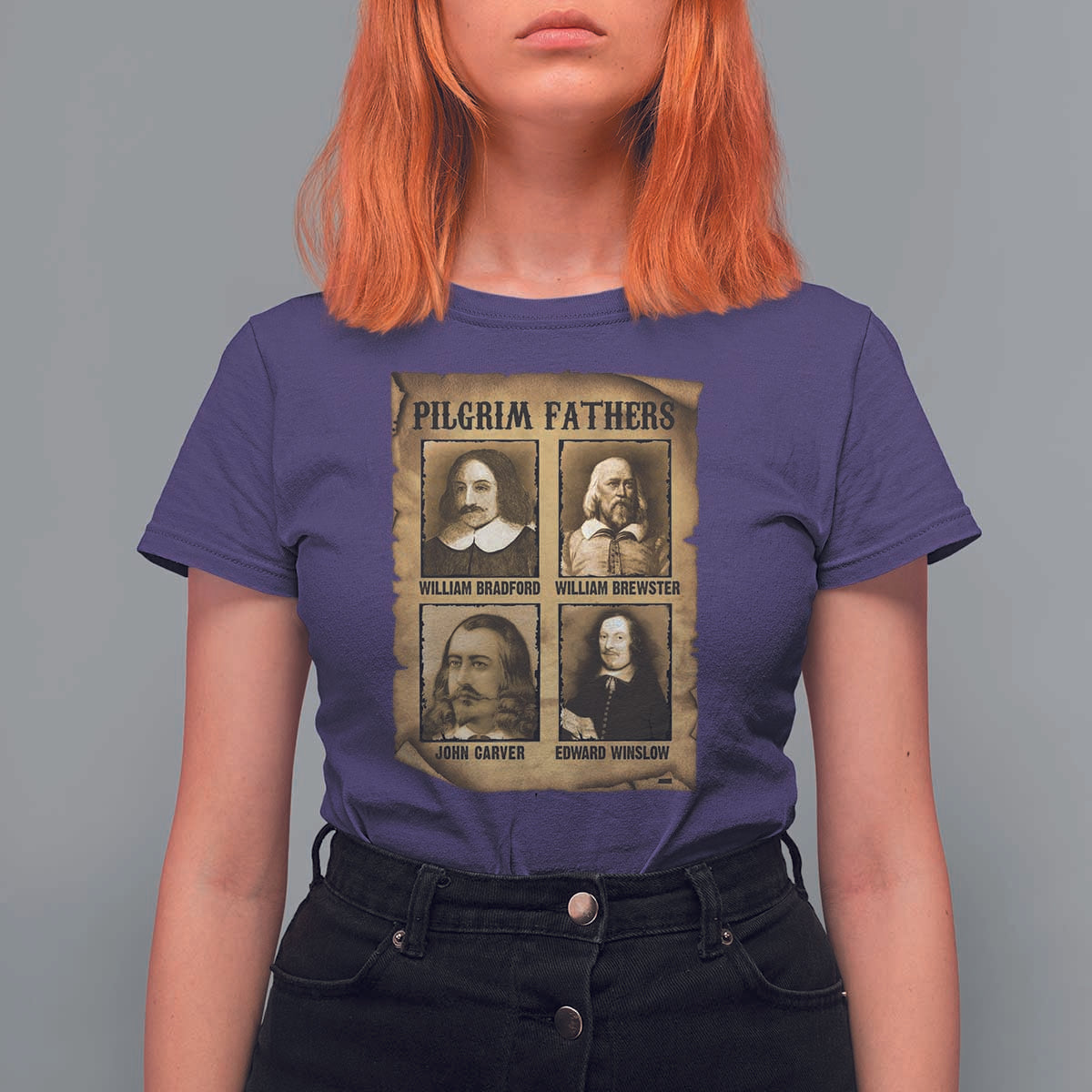 Thanksgiving Pilgrim Fathers T Shirt For Women Plymouth Colony Massachusetts History - Wonder Print Shop