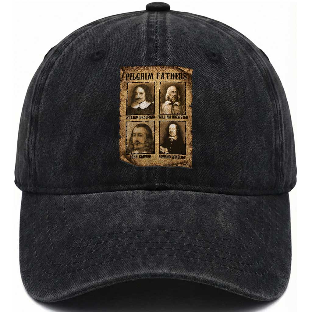 Thanksgiving Pilgrim Fathers Washed Cotton Baseball Cap Plymouth Colony Massachusetts History