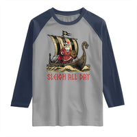 Funny Christmas Santa Viking Raglan Shirt Sleigh All Day Xmas Pagan Norse Longship - Wonder Print Shop
