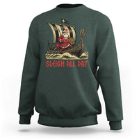 Funny Christmas Santa Viking Sweatshirt Sleigh All Day Xmas Pagan Norse Longship - Wonder Print Shop