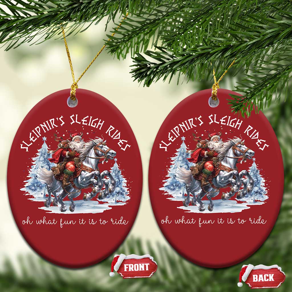 Funny Xmas Santa Viking Christmas Ornament Sleipnir's Sleigh Rides Oh What Fun It Is To Ride - Wonder Print Shop