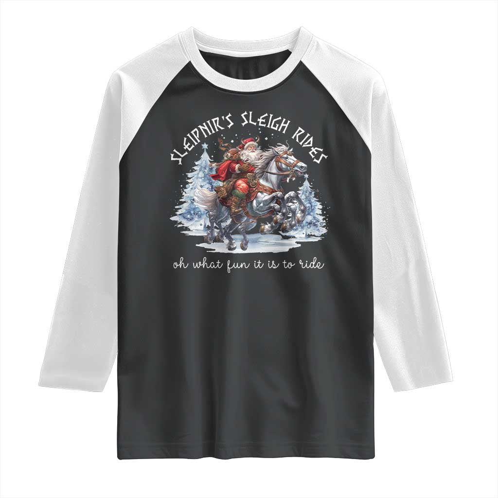 Funny Christmas Santa Viking Raglan Shirt Sleipnir's Sleigh Rides Oh What Fun It Is To Ride - Wonder Print Shop