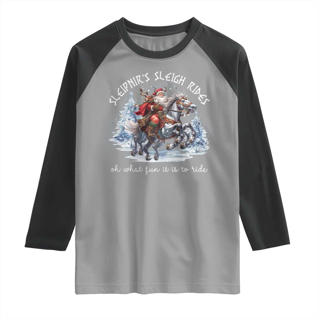 Funny Christmas Santa Viking Raglan Shirt Sleipnir's Sleigh Rides Oh What Fun It Is To Ride - Wonder Print Shop