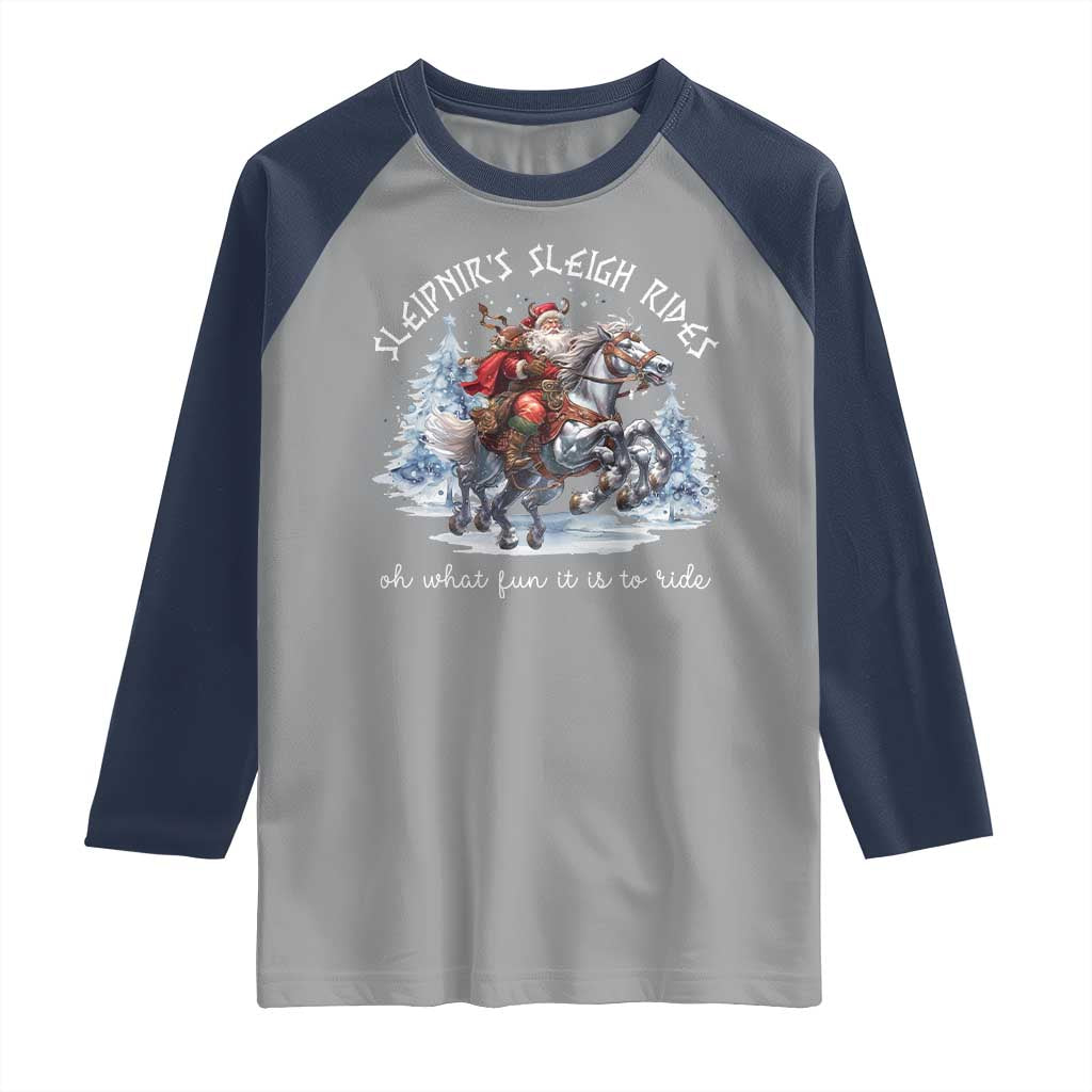 Funny Christmas Santa Viking Raglan Shirt Sleipnir's Sleigh Rides Oh What Fun It Is To Ride - Wonder Print Shop
