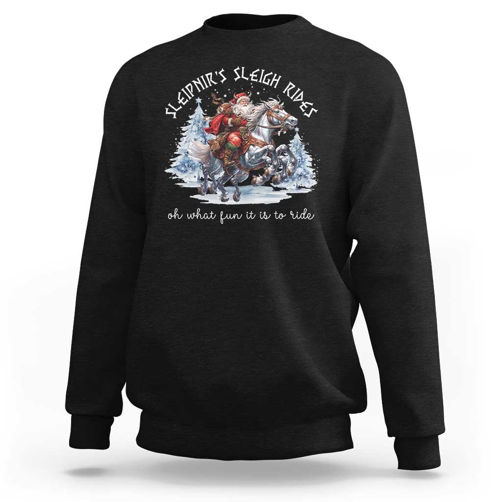 Funny Christmas Santa Viking Sweatshirt Sleipnir's Sleigh Rides Oh What Fun It Is To Ride - Wonder Print Shop