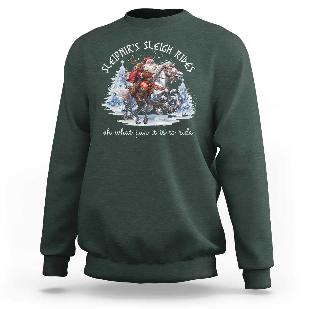 Funny Christmas Santa Viking Sweatshirt Sleipnir's Sleigh Rides Oh What Fun It Is To Ride - Wonder Print Shop