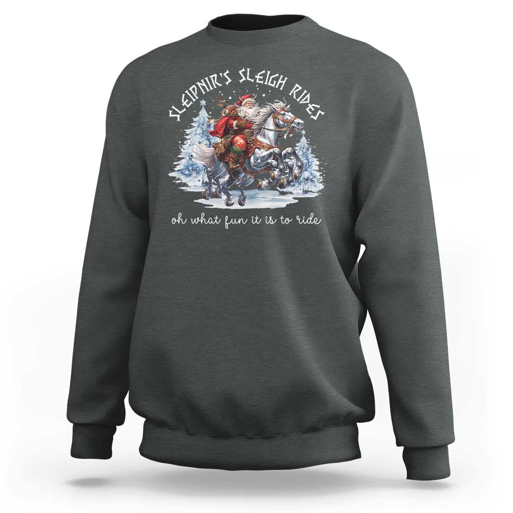 Funny Christmas Santa Viking Sweatshirt Sleipnir's Sleigh Rides Oh What Fun It Is To Ride - Wonder Print Shop