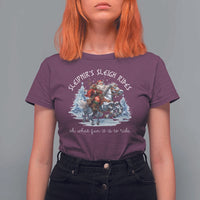 Funny Christmas Santa Viking T Shirt For Women Sleipnir's Sleigh Rides Oh What Fun It Is To Ride - Wonder Print Shop