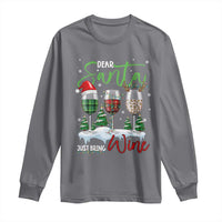 Funny Christmas Wine Long Sleeve Shirt Dear Santa Just Bring Wine Winter Holiday