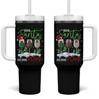 Funny Christmas Wine Tumbler With Handle Dear Santa Just Bring Wine Winter Holiday - Wonder Print Shop