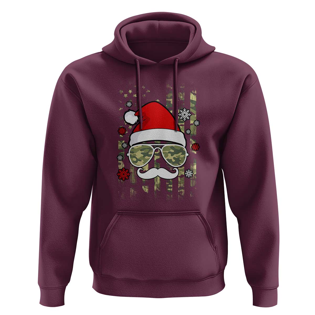 Funny Christmas Veteran Hoodie Santa Hat Camo American Flag
