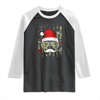 Funny Christmas Veteran Raglan Shirt Santa Hat Camo American Flag - Wonder Print Shop