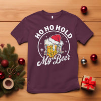 Funny Christmas Beers T Shirt Ho Ho Hold My Beer Vintage Mug Santa Hat - Wonder Print Shop