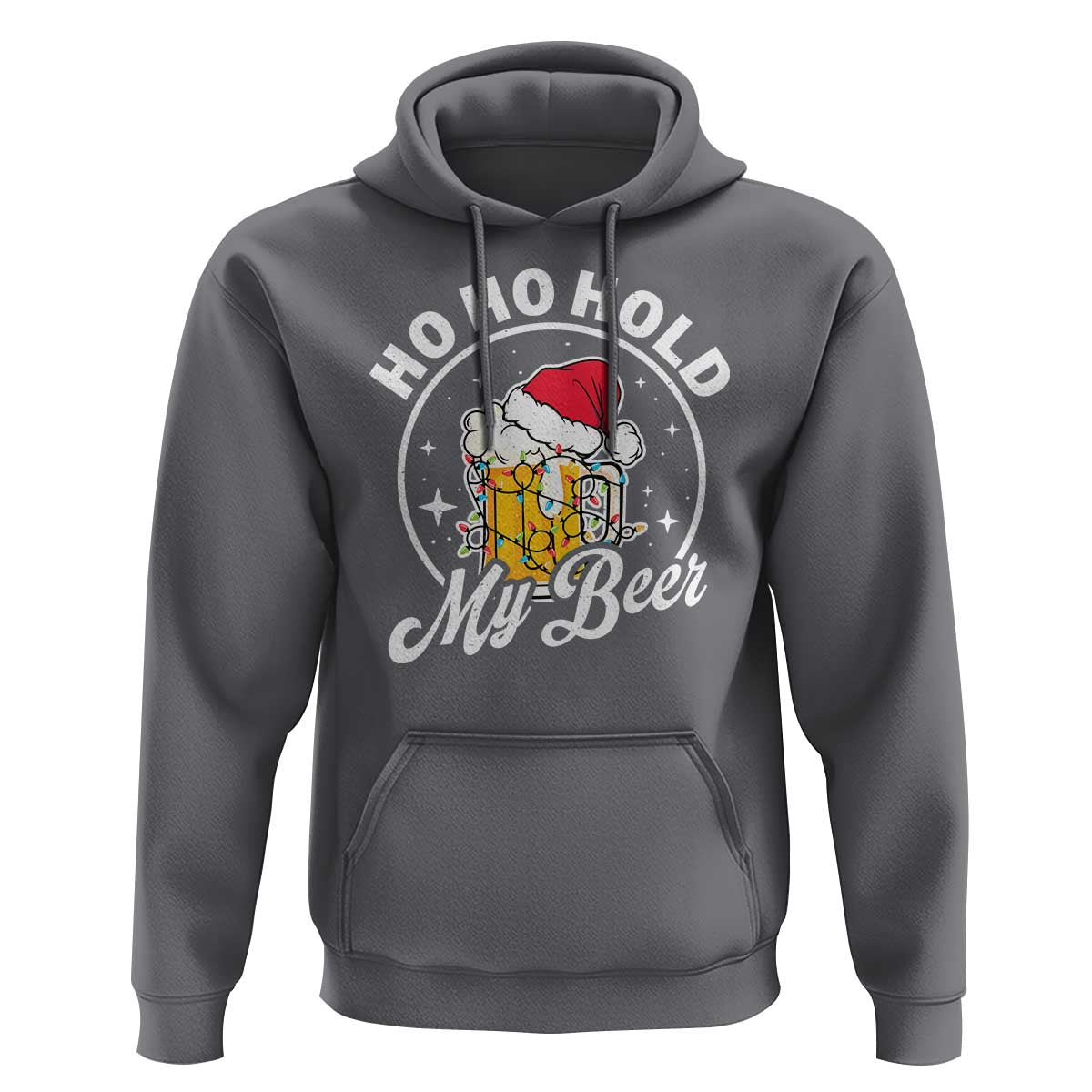 Funny Christmas Beers Hoodie Ho Ho Hold My Beer Vintage Mug Santa Hat