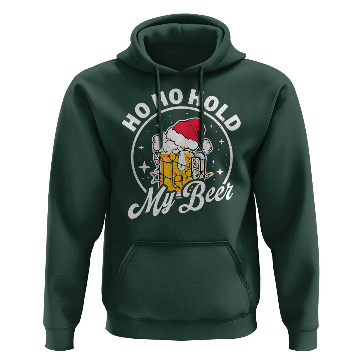 Funny Christmas Beers Hoodie Ho Ho Hold My Beer Vintage Mug Santa Hat